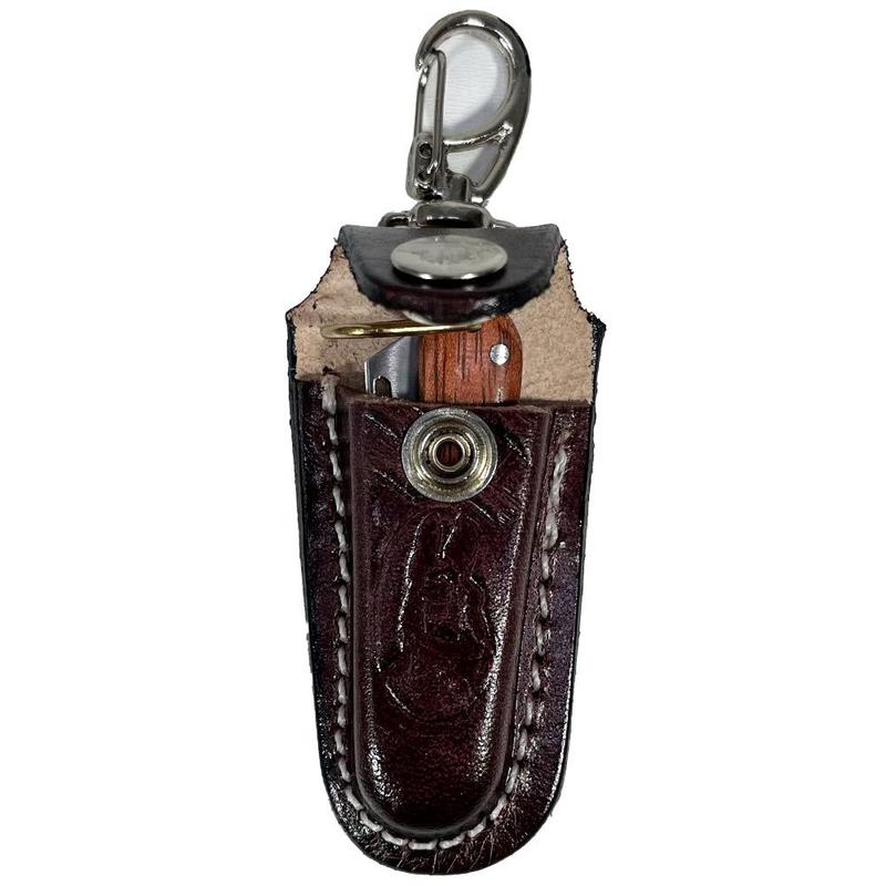 Mini Canivete Chaveiro Cabo Madeira Com Mosquetao Oklahoma Country